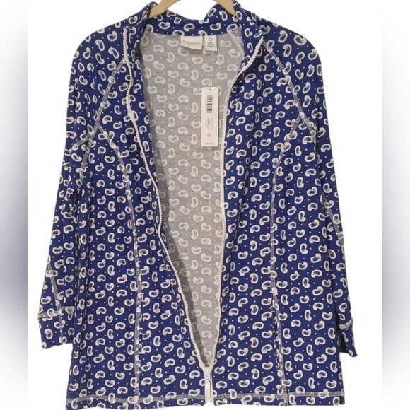 Weekends By Chico's -NWT Blue Paisley Zip Up Jacket W/3/4 Sleeves Pockets,Size 0 - Picture 10 of 12